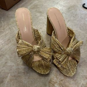 LOEFFLER RANDALL Gold Penny Knot Mules